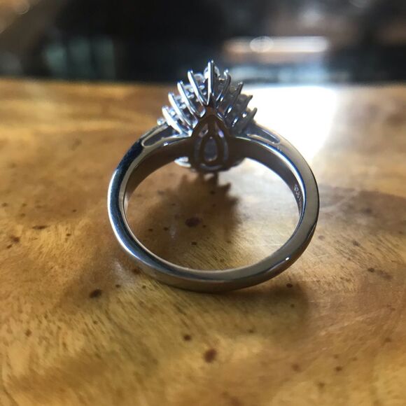 Natural Amethyst Sterling Silver Double Halo Ring Size 6 - Picture 5 of 8